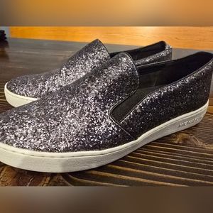Michael Michael Kors Keaton Slip On Sneakers Glitter Gunmetal Size 9